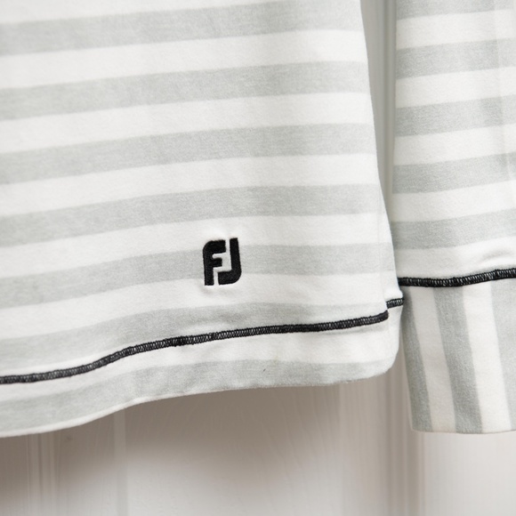 Foot Joy FJ Ladies Pullover Hoodie Gray and White Striped Size XS - SO SOFT! - Picture 2 of 6